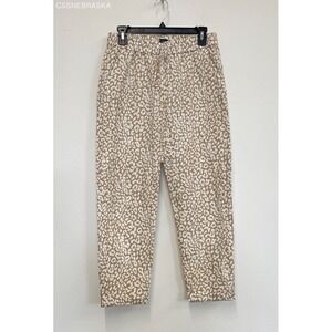 J.Crew Pants Women's Beige Ivory Linen Blend Leopard Cuffed Beach City - Size 4‎